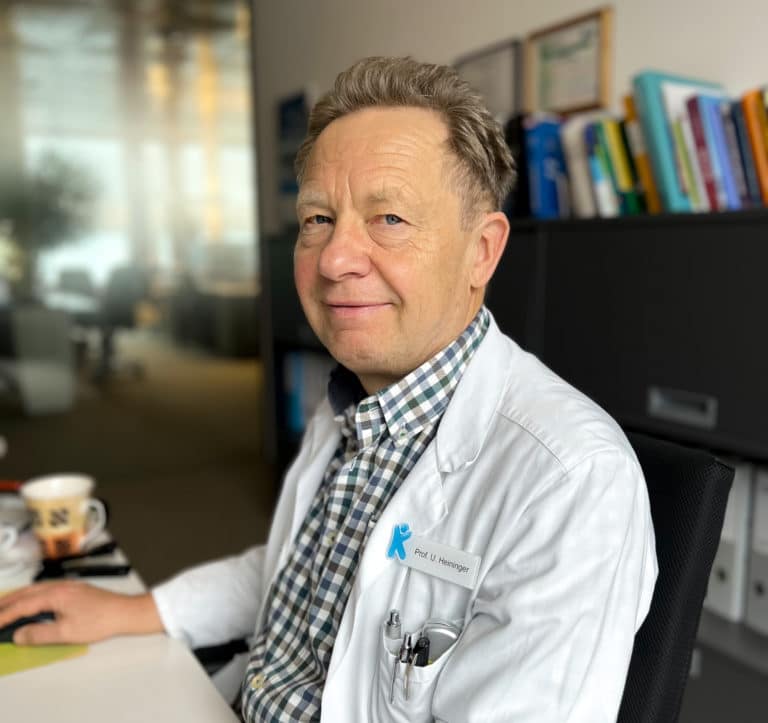 Infectiologist Ulrich Heininger at his desk